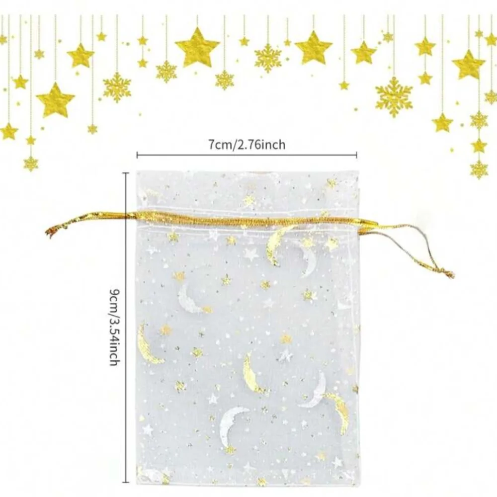 20pcs Gold Star and Moon Organza Gift Bags